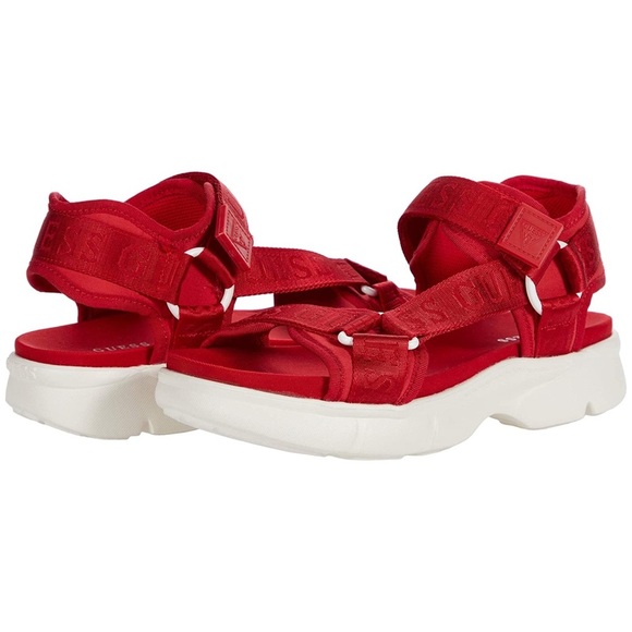 New GUESS Leonna Red Sandals - Picture 1 of 5